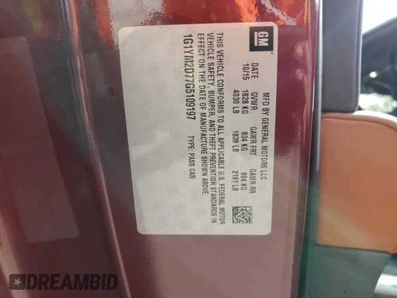 2016 Chevrolet Corvette Z51 3LT с VIN 1G1YM2D77G5109197, выставлен на аукционе Copart как лот 72709064 с пробегом 35 410 миль миль и Списание • Salvage title. История ставок и продаж доступна на DreamBid. Изображение 13.