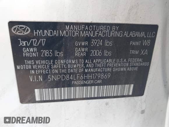 2017 Hyundai Elantra SE with VIN 5NPD84LF6HH179869, listed as a IAAI auction lot 43416525 with 153,849 mi miles and . Bid and sale history available at DreamBid. Image 9.