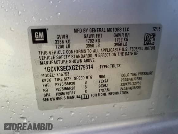 2016 Chevrolet Silverado 1500 LTZ с VIN 1GCVKSECXGZ179314, выставлен на аукционе Copart как лот 56928055 с пробегом 207 094 миль миль и Чистый • Clean title. История ставок и продаж доступна на DreamBid. Изображение 12.