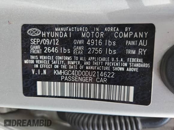 2013 Hyundai Genesis 3.8L с VIN KMHGC4DD0DU214622, выставлен на аукционе Copart как лот 65369175 с пробегом 171 131 миль миль и Списание • Salvage title. История ставок и продаж доступна на DreamBid. Изображение 12.