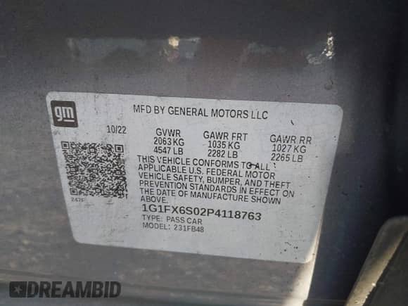 2023 Chevrolet Bolt EV 2LT с VIN 1G1FX6S02P4118763, выставлен на аукционе IAAI как лот 43191040 с пробегом 68 735 миль миль и . История ставок и продаж доступна на DreamBid. Изображение 9.