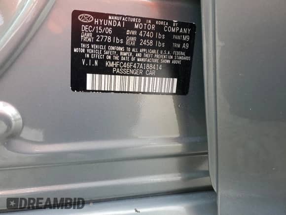 2007 Hyundai Azera SE с VIN KMHFC46F47A188414, выставлен на аукционе Copart как лот 43132425 с пробегом 74 289 миль миль и Списание • Salvage title. История ставок и продаж доступна на DreamBid. Изображение 12.