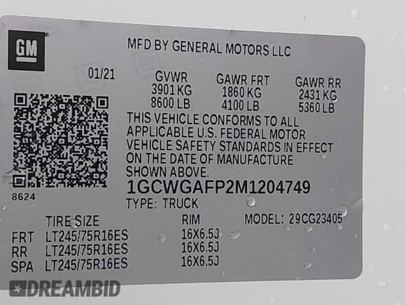 2021 Chevrolet Express Cargo с VIN 1GCWGAFP2M1204749, выставлен на аукционе IAAI как лот 42672844 с пробегом 57 795 миль миль и . История ставок и продаж доступна на DreamBid. Изображение 9.