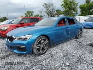 2019 BMW 7 Series 750i with VIN WBA7F0C51KGM25707, listed as a Copart auction lot 61950495 with 56,768 mi miles and Non repairable. Bid and sale history available at DreamBid. Image 1.