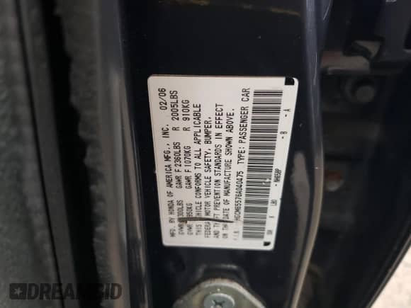 2006 Honda Accord EX-L z VIN 1HGCM65576A040475, wystawiony jako Copart lot #48040525 z przebiegiem 131 378 mil mil oraz Czysty tytuł • Clean title. Historia ofert i sprzedaży dostępna na DreamBid. Obrazek 12.