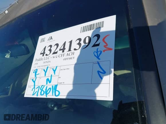 2006 Honda Odyssey LX z VIN 5FNRL38256B056175, wystawiony jako IAAI lot #43241392 z przebiegiem 278 618 mil mil oraz . Historia ofert i sprzedaży dostępna na DreamBid. Obrazek 12.