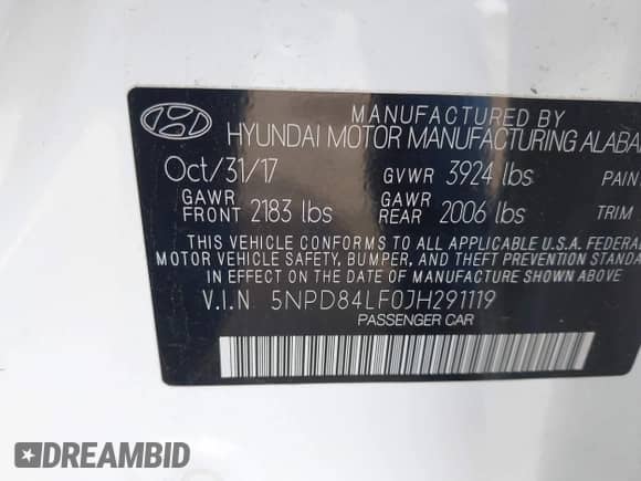 2018 Hyundai Elantra SEL z VIN 5NPD84LF0JH291119, wystawiony jako IAAI lot #43252735 z przebiegiem 80 913 mil mil oraz . Historia ofert i sprzedaży dostępna na DreamBid. Obrazek 9.