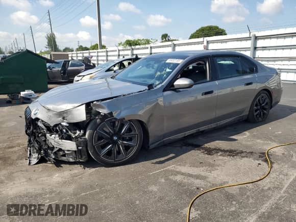 2023 BMW 7 Series 740i with VIN WBA23EH07PCM61560, listed as a Copart auction lot 69492185 with Not provided miles and Salvage title. Bid and sale history available at DreamBid. Image 1.