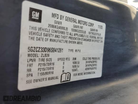 2006 Saturn VUE with VIN 5GZCZ33D96S841281, listed as a Copart auction lot 73152194 with 144,429 mi miles and Salvage title. Bid and sale history available at DreamBid. Image 12.