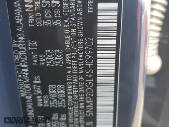 2025 Hyundai Santa Fe SEL с VIN 5NMP2DGL4SH099702, выставлен на аукционе Copart как лот 42868215 с пробегом 1 344 миль миль и Списание • Salvage title. История ставок и продаж доступна на DreamBid. Изображение 15.