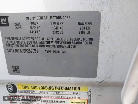 2009 Chevrolet Malibu 2LT с VIN 1G1ZJ57B09F259051, выставлен на аукционе IAAI как лот 42907990 с пробегом 94 234 миль миль и . История ставок и продаж доступна на DreamBid. Изображение 9.