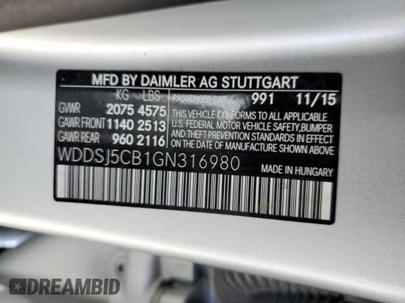 2016 Mercedes-Benz CLA 45 AMG с VIN WDDSJ5CB1GN316980, выставлен на аукционе Copart как лот 63624754 с пробегом 51 293 миль миль и На запчасти • Non repairable. История ставок и продаж доступна на DreamBid. Изображение 13.