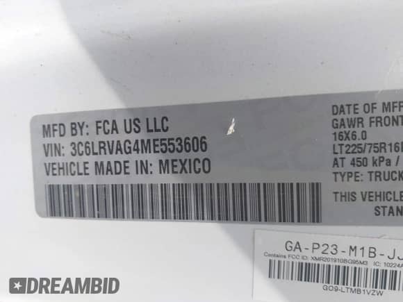 2021 Ram ProMaster Cargo с VIN 3C6LRVAG4ME553606, выставлен на аукционе IAAI как лот 40090330 с пробегом 78 836 миль миль и . История ставок и продаж доступна на DreamBid. Изображение 9.