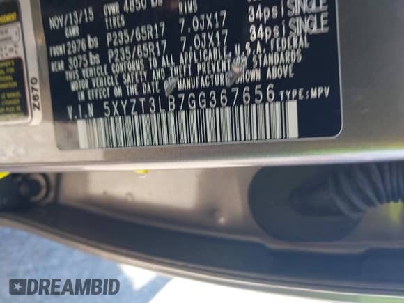 2016 Hyundai Santa Fe с VIN 5XYZT3LB7GG367656, выставлен на аукционе IAAI как лот 43432643 с пробегом 71 280 миль миль и . История ставок и продаж доступна на DreamBid. Изображение 9.