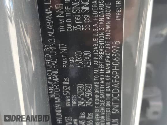 2023 Hyundai Santa Cruz Night Edition с VIN 5NTJCDAF6PH063978, выставлен на аукционе Copart как лот 66947895 с пробегом 39 086 миль миль и Списание • Salvage title. История ставок и продаж доступна на DreamBid. Изображение 12.