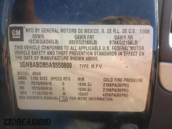 2010 Chevrolet HHR 1LT z VIN 3GNBABDB5AS550809, wystawiony jako Copart lot #72055624 z przebiegiem 173 625 mil mil oraz Czysty tytuł • Clean title. Historia ofert i sprzedaży dostępna na DreamBid. Obrazek 13.