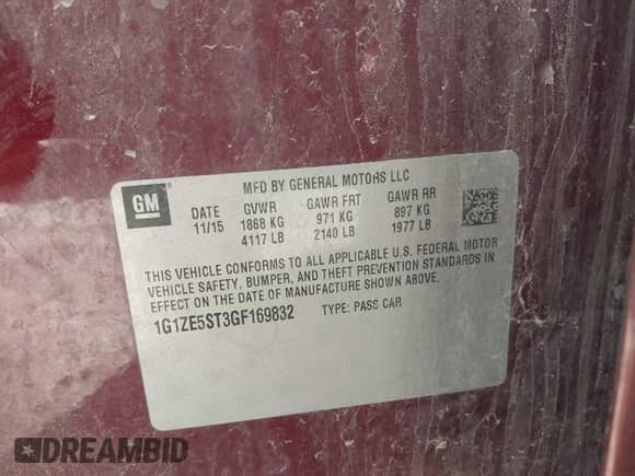 2016 Chevrolet Malibu LT z VIN 1G1ZE5ST3GF169832, wystawiony jako IAAI lot #43037008 z przebiegiem 137 720 mil mil oraz . Historia ofert i sprzedaży dostępna na DreamBid. Obrazek 9.