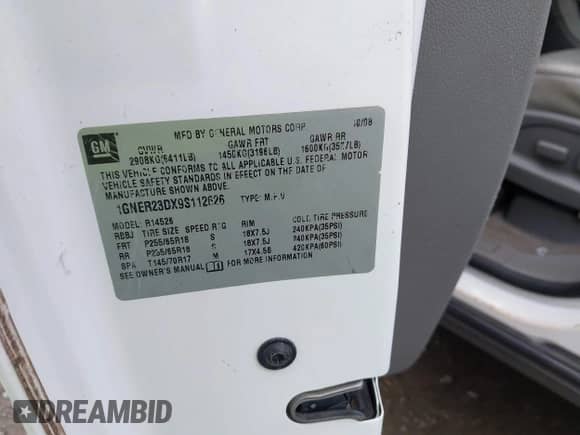 2009 Chevrolet Traverse 2LT with VIN 1GNER23DX9S112626, listed as a IAAI auction lot 43390903 with 151,680 mi miles and . Bid and sale history available at DreamBid. Image 9.