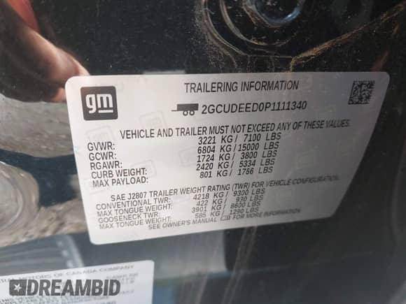 2023 Chevrolet Silverado 1500 RST with VIN 2GCUDEED0P1111340, listed as a IAAI auction lot 43061790 with 3,796 mi miles and . Bid and sale history available at DreamBid. Image 9.