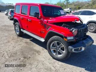 2021 Jeep Wrangler Unlimited Sahara z VIN 1C4HJXEN7MW551848, wystawiony jako IAAI lot #41740219 z przebiegiem 70 608 mil mil oraz . Historia ofert i sprzedaży dostępna na DreamBid. Obrazek 1.