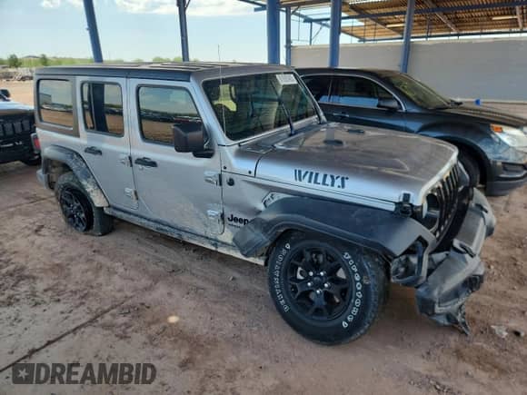 2021 Jeep Wrangler Unlimited Sport S with VIN 1C4HJXDN1MW601032, listed as a Copart auction lot 81692465 with 49,559 mi miles and Salvage title. Bid and sale history available at DreamBid. Image 4.