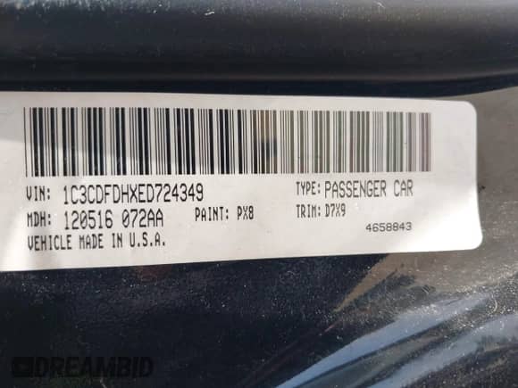 2014 Dodge Dart Aero с VIN 1C3CDFDHXED724349, выставлен на аукционе IAAI как лот 42402221 с пробегом 54 528 миль миль и . История ставок и продаж доступна на DreamBid. Изображение 9.