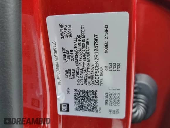 2024 Chevrolet Colorado 2WD LT с VIN 1GCPSCEK2R1247967, выставлен на аукционе Copart как лот 68162135 с пробегом 5 576 миль миль и Списание • Salvage title. История ставок и продаж доступна на DreamBid. Изображение 12.