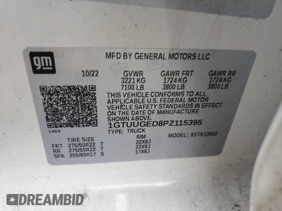 2023 GMC Sierra 1500 Denali z VIN 1GTUUGED8PZ115395, wystawiony jako Copart lot #71721435 z przebiegiem 46 201 mil mil oraz Szkoda całkowita • Salvage title. Historia ofert i sprzedaży dostępna na DreamBid. Obrazek 12.