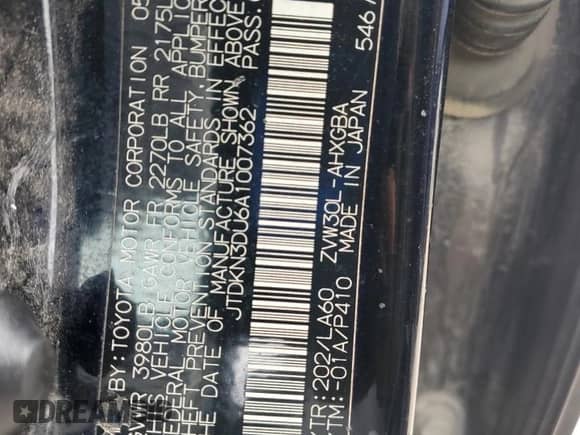 2010 Toyota Prius II z VIN JTDKN3DU6A1007362, wystawiony jako Copart lot #71505335 z przebiegiem 199 839 mil mil oraz Czysty tytuł • Clean title. Historia ofert i sprzedaży dostępna na DreamBid. Obrazek 12.