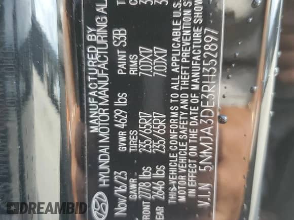 2024 Hyundai Tucson SE z VIN 5NMJA3DE3RH352897, wystawiony jako Copart lot #80563815 z przebiegiem 24 048 mil mil oraz Szkoda całkowita • Salvage title. Historia ofert i sprzedaży dostępna na DreamBid. Obrazek 13.