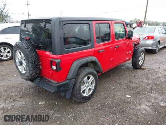 2021 Jeep Wrangler Unlimited Sport with VIN 1C4HJXKN5MW602803, listed as a IAAI auction lot 43550507 with 85,899 mi miles and . Bid and sale history available at DreamBid. Image 4.
