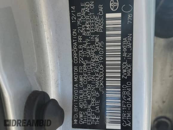 2015 Toyota Prius Four z VIN JTDKN3DU0F1910775, wystawiony jako Copart lot #87429885 z przebiegiem 88 979 mil mil oraz Szkoda całkowita • Salvage title. Historia ofert i sprzedaży dostępna na DreamBid. Obrazek 12.