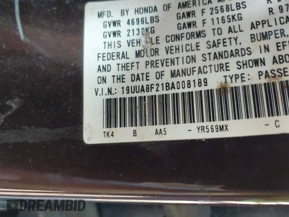 2011 Acura TL z VIN 19UUA8F21BA008189, wystawiony jako IAAI lot #43328459 z przebiegiem 194 851 mil mil oraz . Historia ofert i sprzedaży dostępna na DreamBid. Obrazek 9.