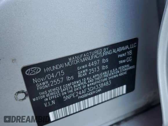 2016 Hyundai Sonata SE с VIN 5NPE24AF3GH338483, выставлен на аукционе Copart как лот 85830125 с пробегом 165 471 миль миль и Списание • Salvage title. История ставок и продаж доступна на DreamBid. Изображение 13.