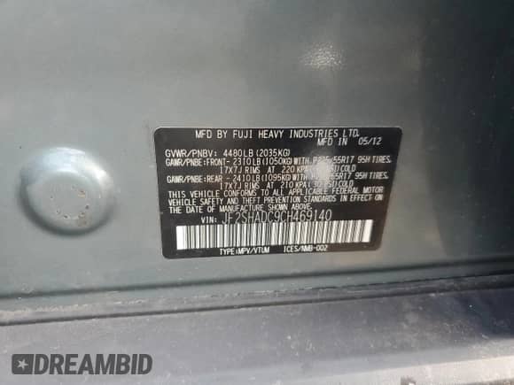 2012 Subaru Forester X Premium z VIN JF2SHADC9CH469140, wystawiony jako Copart lot #64406375 z przebiegiem 206 058 mil mil oraz Nie do naprawy • Non repairable. Historia ofert i sprzedaży dostępna na DreamBid. Obrazek 12.