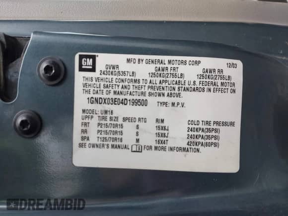 2004 Chevrolet Venture LS с VIN 1GNDX03E04D199500, выставлен на аукционе IAAI как лот 41216314 с пробегом 183 237 миль миль и . История ставок и продаж доступна на DreamBid. Изображение 9.