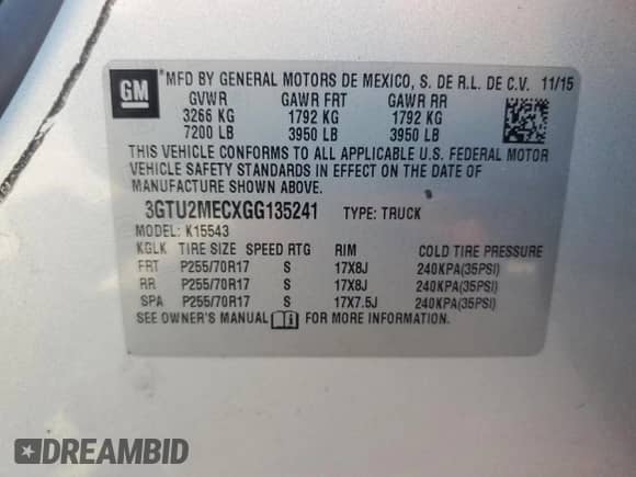 2016 GMC Sierra 1500 SLE с VIN 3GTU2MECXGG135241, выставлен на аукционе Copart как лот 64822155 с пробегом 123 484 миль миль и Списание • Salvage title. История ставок и продаж доступна на DreamBid. Изображение 13.