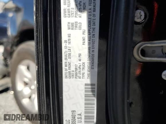 2021 Ram 1500 Tradesman z VIN 1C6RR6FG0MS504019, wystawiony jako Copart lot #57855385 z przebiegiem 111 527 mil mil oraz Szkoda całkowita • Salvage title. Historia ofert i sprzedaży dostępna na DreamBid. Obrazek 12.