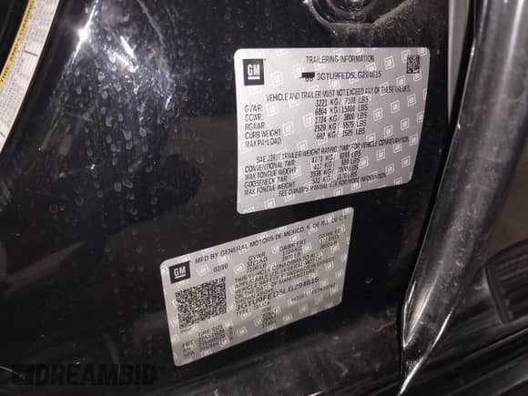 2020 GMC Sierra 1500 Denali with VIN 3GTU9FED5LG294615, listed as a IAAI auction lot 41932141 with 85,049 mi miles and . Bid and sale history available at DreamBid. Image 9.