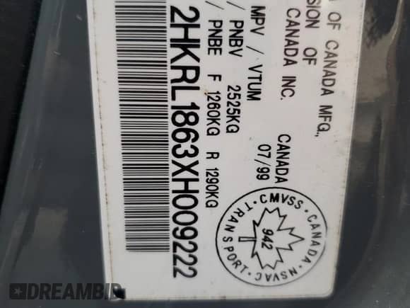 1999 Honda Odyssey EX с VIN 2HKRL1863XH009222, выставлен на аукционе Copart как лот 50364505 с пробегом 160 416 миль миль и Чистый • Clean title. История ставок и продаж доступна на DreamBid. Изображение 13.