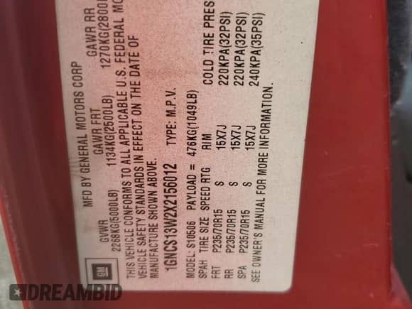 1999 Chevrolet Blazer LS z VIN 1GNCS13W2X2156012, wystawiony jako Copart lot #79730344 z przebiegiem 142 788 mil mil oraz Szkoda całkowita • Salvage title. Historia ofert i sprzedaży dostępna na DreamBid. Obrazek 15.