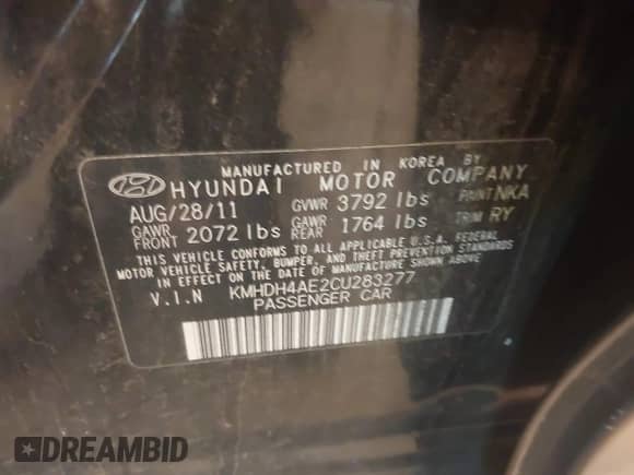 2012 Hyundai Elantra Limited z VIN KMHDH4AE2CU283277, wystawiony jako IAAI lot #42844741 z przebiegiem 113 812 mil mil oraz . Historia ofert i sprzedaży dostępna na DreamBid. Obrazek 9.