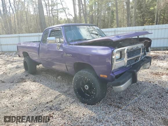 1992 Dodge D/W 250 with VIN 3B7KM23C8NM516058, listed as a Copart auction lot 46529115 with 279,999 mi miles and Salvage title. Bid and sale history available at DreamBid. Image 4.