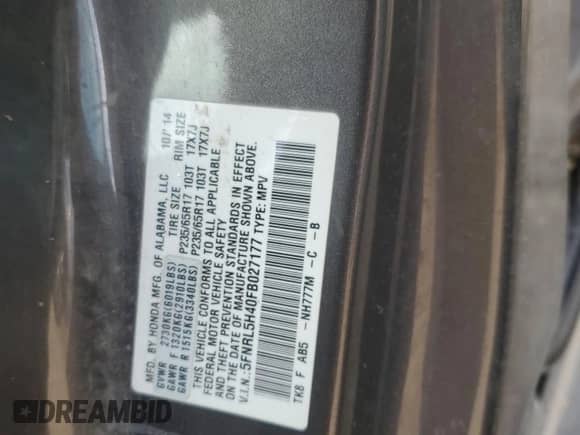 2015 Honda Odyssey EX z VIN 5FNRL5H40FB027177, wystawiony jako Copart lot #84978245 z przebiegiem 224 621 mil mil oraz Szkoda całkowita • Salvage title. Historia ofert i sprzedaży dostępna na DreamBid. Obrazek 13.