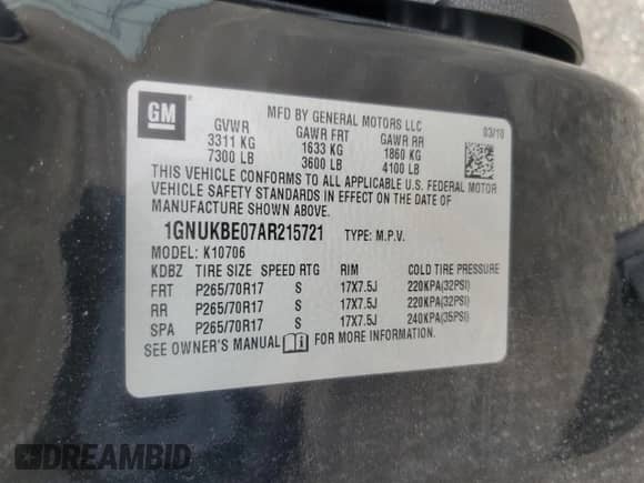 2010 Chevrolet Tahoe LT с VIN 1GNUKBE07AR215721, выставлен на аукционе Copart как лот 60985255 с пробегом 132 226 миль миль и На запчасти • Non repairable. История ставок и продаж доступна на DreamBid. Изображение 13.