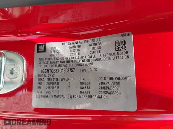 2016 Chevrolet Colorado 4WD LT с VIN 1GCHTCE3XG1303757, выставлен на аукционе IAAI как лот 42376078 с пробегом 53 028 миль миль и . История ставок и продаж доступна на DreamBid. Изображение 9.