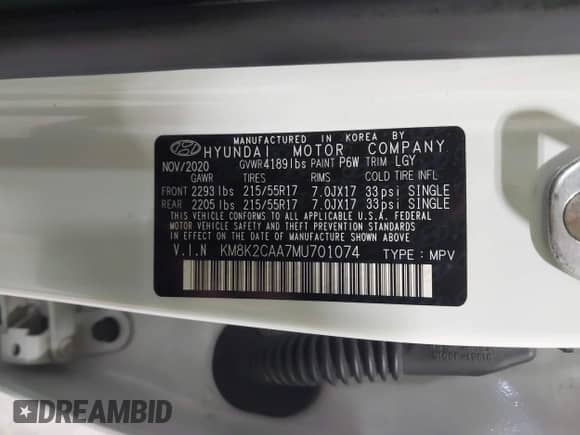 2021 Hyundai Kona SEL с VIN KM8K2CAA7MU701074, выставлен на аукционе IAAI как лот 43336195 с пробегом 51 718 миль миль и . История ставок и продаж доступна на DreamBid. Изображение 9.