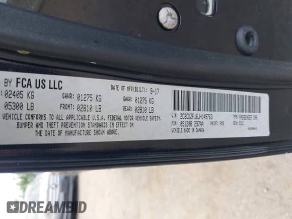 2018 Dodge Challenger R/T Scat Pack z VIN 2C3CDZFJ6JH149763, wystawiony jako IAAI lot #42323524 z przebiegiem 41 757 mil mil oraz . Historia ofert i sprzedaży dostępna na DreamBid. Obrazek 9.