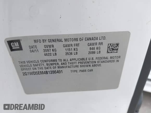 2011 Chevrolet Impala Police Police с VIN 2G1WD5EM4B1286491, выставлен на аукционе IAAI как лот 42110405 с пробегом 160 805 миль миль и . История ставок и продаж доступна на DreamBid. Изображение 9.