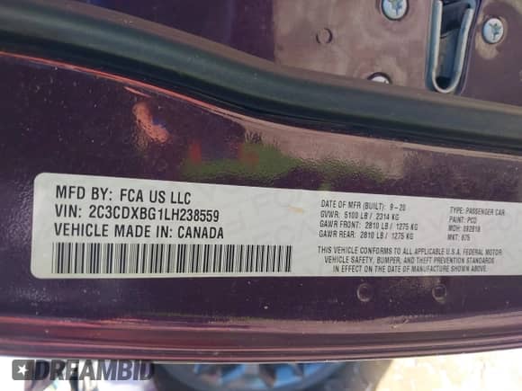 2020 Dodge Charger SXT с VIN 2C3CDXBG1LH238559, выставлен на аукционе IAAI как лот 42209887 с пробегом 58 106 миль миль и . История ставок и продаж доступна на DreamBid. Изображение 9.